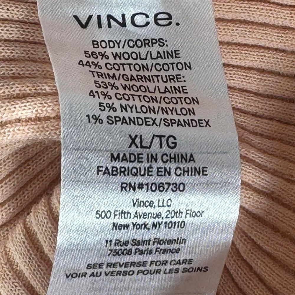 Vince Marled‎ Rib Wool/Cotton Women's Sweater Crew Neck Rosewater Petal Sz XL - Picture 13 of 14